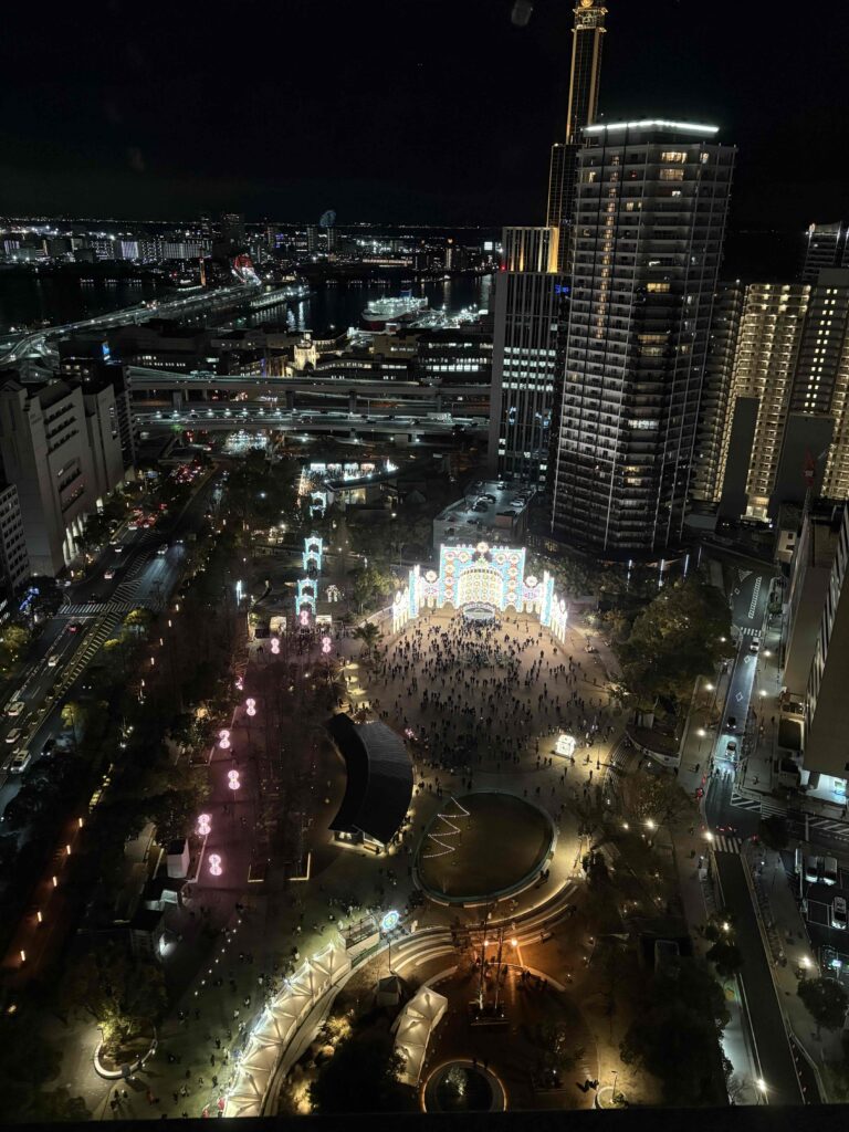 神戸市役所展望ロビーからみるルミナリエ